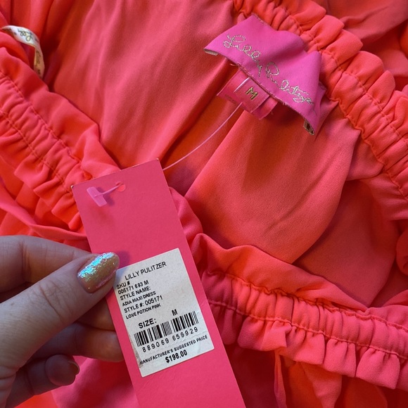 Lilly Pulitzer Adia Neon Pink Maxi Dress NWT - Picture 3 of 6